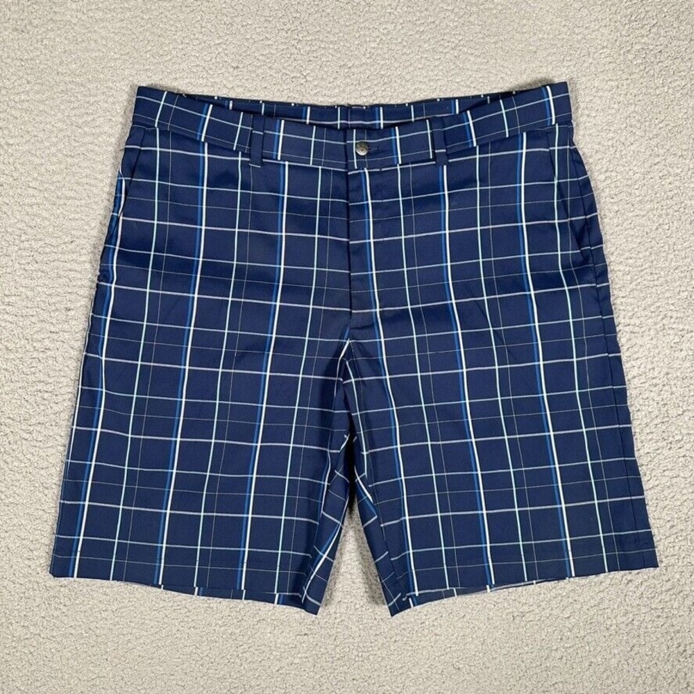 Callaway Shorts Mens 38 Blue‎ Plaid Opti Dri 9" Golf Performance Stretch Casual